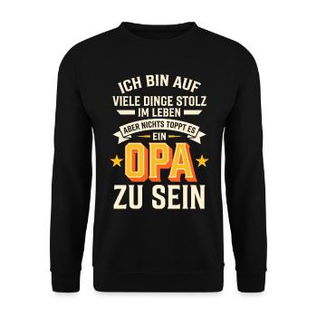 Stolzer Opa - Nichts toppt es ein Opa zu sein - Unisex Pullover - Schwarz - Vorne - Alina (178cm) & Michal (187cm)