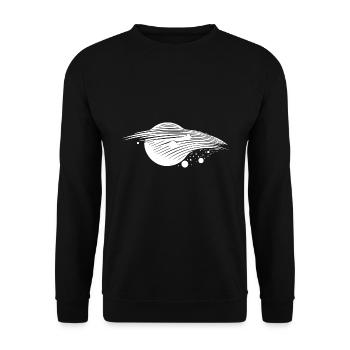 Schwarzes Loch Gravitation und Ereignishorizont - Unisex Pullover - Schwarz - Vorne - Alina (178cm) & Michal (187cm)