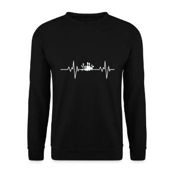 Bowling Kugel Bowler Geschenk Herzschlag Bowling - Unisex Pullover - Schwarz - Vorne - Alina (178cm) & Michal (187cm)
