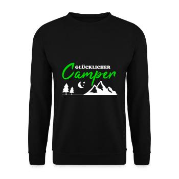 Happy Camper Camping Hommes Cadeau Drôle - Sweat-shirt Unisexe - noir - Devant - Alina (178cm) & Michal (187cm)