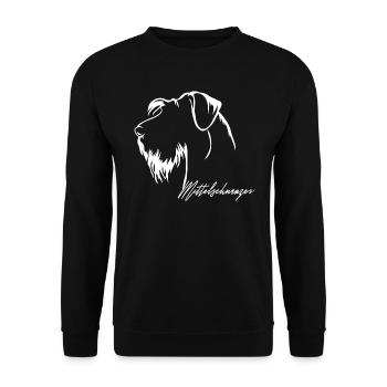 MITTELSCHNAUZER Profil Hunde Hund Wilsigns - Unisex Pullover - Schwarz - Vorne - Alina (178cm) & Michal (187cm)