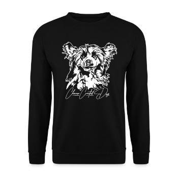 CHINESE CRESTED DOG Powderpuff Portrait Wilsigns - Unisex Pullover - Schwarz - Vorne - Alina (178cm) & Michal (187cm)