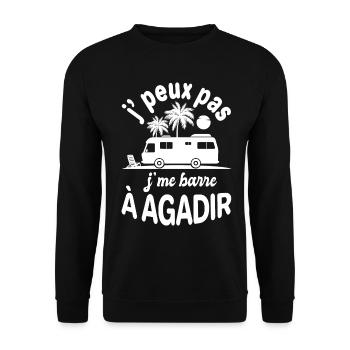 camping car agadir humour Retraite - Sweat-shirt Unisexe - noir - Devant - Alina (178cm) & Michal (187cm)