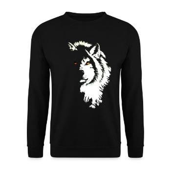 Wolf black & white - Unisex Pullover - Schwarz - Vorne - Alina (178cm) & Michal (187cm)