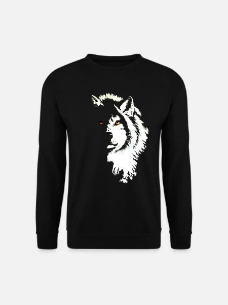Wolf black & white - Unisex Pullover - Schwarz