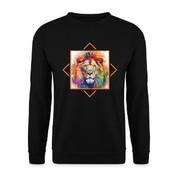 Leo Power Power Animal - Unisex Sweatshirt - black - Front - Alina (178cm) & Michal (187cm)
