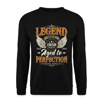Legende seit 1959 Jahrgang Vintage Geburtstag - Unisex Pullover - Schwarz - Vorne - Alina (178cm) & Michal (187cm)