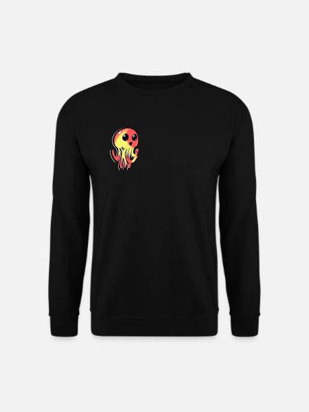 Süße gelb rote comic/anime Qualle - Unisex Pullover - Schwarz