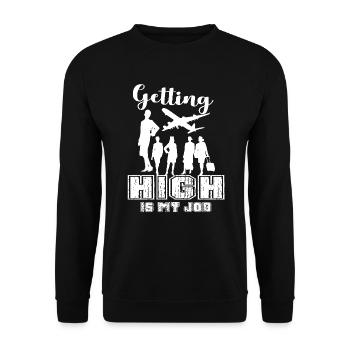 Flight Attendant Getting High Is My Job - Unisex Sweatshirt - black - Front - Alina (178cm) & Michal (187cm)