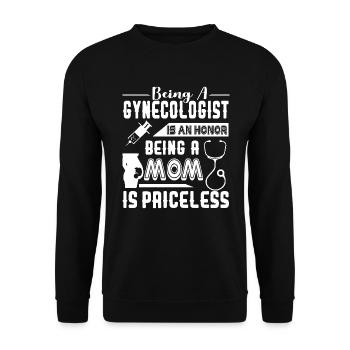 Being A Gynecologist Mom - Unisex Sweatshirt - black - Front - Alina (178cm) & Michal (187cm)