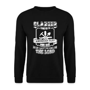 Glazier I Work For My Family - Unisex Sweatshirt - black - Front - Alina (178cm) & Michal (187cm)