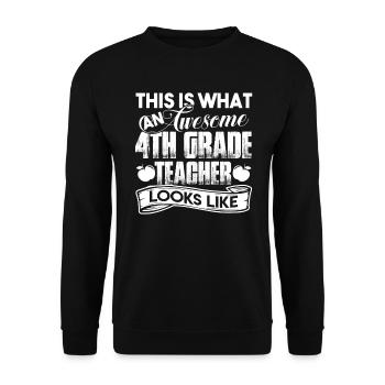 4th Grade Teacher Awesome 4th Grade Teacher - Unisex Sweatshirt - black - Front - Alina (178cm) & Michal (187cm)