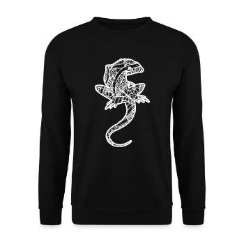 Lizard Floral Pattern - Unisex Sweatshirt - black - Front - Alina (178cm) & Michal (187cm)
