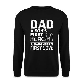 Father's Day Dad Is Son's First - Unisex Sweatshirt - black - Front - Alina (178cm) & Michal (187cm)