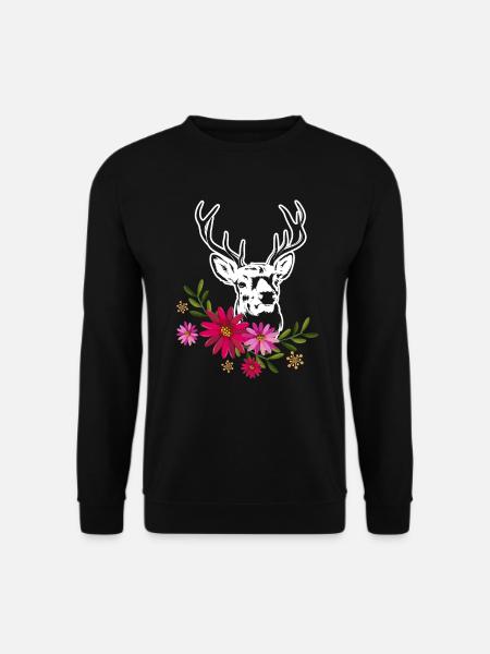 Deer With Flowers - Unisex Sweatshirt - black