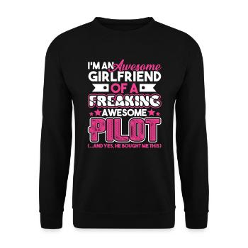 Pilot Proud Pilot Girlfriend - Unisex Sweatshirt - black - Front - Alina (178cm) & Michal (187cm)