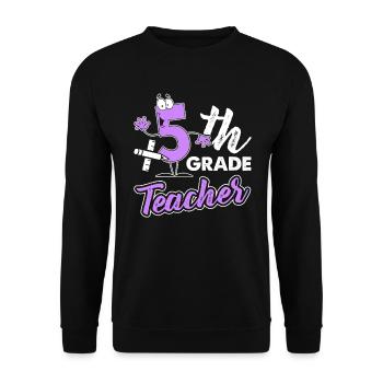 Funny 5th Grade Teacher - Unisex Sweatshirt - black - Front - Alina (178cm) & Michal (187cm)