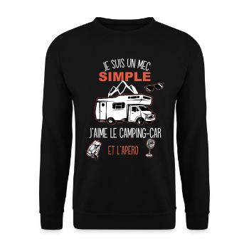 Camping car, idée cadeau humour camping - Sweat-shirt Unisexe - noir - Devant - Alina (178cm) & Michal (187cm)