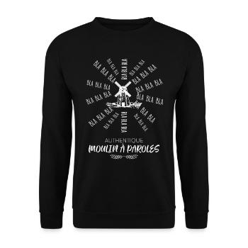 Un vrai Moulin a paroles. Humour ami bavard - Sweat-shirt Unisexe - noir - Devant - Alina (178cm) & Michal (187cm)