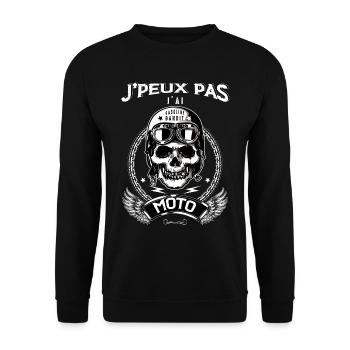Je Peux Pas J'ai Moto, Idée Cadeau Motard - Sweat-shirt Unisexe - noir - Devant - Alina (178cm) & Michal (187cm)