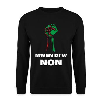 Martinique Drapeau Non A L'Injustice - Sweat-shirt Unisexe - noir - Devant - Alina (178cm) & Michal (187cm)