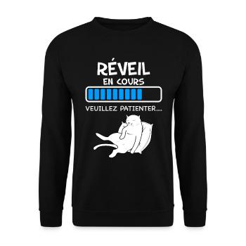 Chat Réveil en Cours Humour Animaux De Compagnie - Sweat-shirt Unisexe - noir - Devant - Alina (178cm) & Michal (187cm)