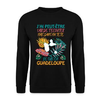 Guadeloupe Merveille Du Monde Cadeau Cool - Sweat-shirt Unisexe - noir - Devant - Alina (178cm) & Michal (187cm)