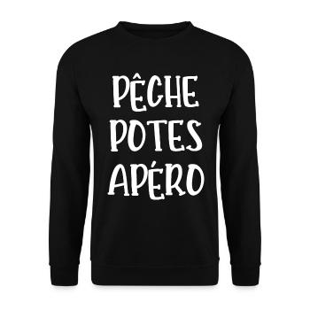 pêche potes apéro - Sweat-shirt Unisexe - noir - Devant - Alina (178cm) & Michal (187cm)