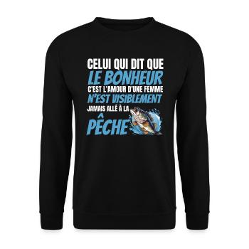 jamais allé à la pêche - Sweat-shirt Unisexe - noir - Devant - Alina (178cm) & Michal (187cm)