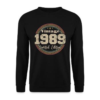 1989 Retro Vintage Birthday Born In - 1989 - Unisex Sweatshirt - black - Front - Alina (178cm) & Michal (187cm)