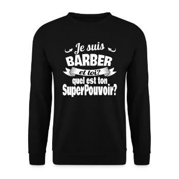 je suis barber - Sweat-shirt Unisexe - noir - Devant - Alina (178cm) & Michal (187cm)