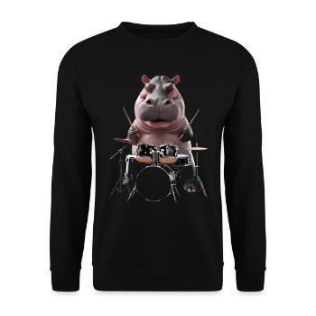 Nilpferd Schlagzeug - Unisex Pullover - Schwarz - Vorne - Alina (178cm) & Michal (187cm)