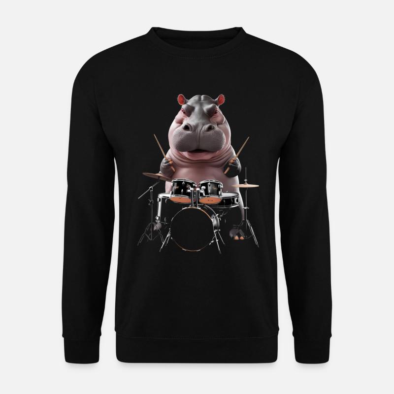 Nilpferd Schlagzeug - Unisex Pullover - Schwarz