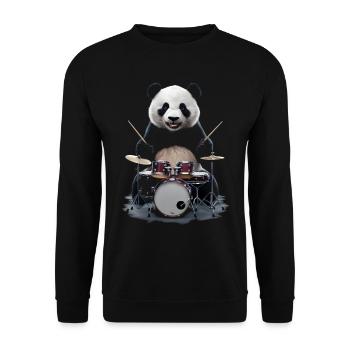 Panda Schlagzeug - Unisex Pullover - Schwarz - Vorne - Alina (178cm) & Michal (187cm)