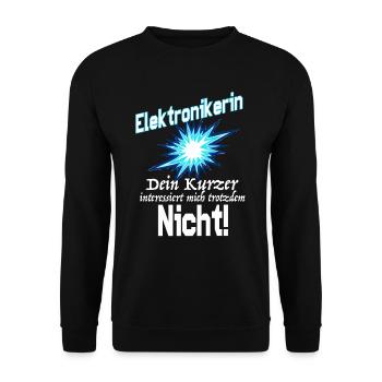 Elektronikerin – Dein Kurzer interessiert nicht! - Unisex Pullover - Schwarz - Vorne - Alina (178cm) & Michal (187cm)