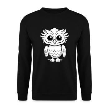Hibou mignon en dessin au trait - Sweat-shirt Unisexe - noir - Devant - Alina (178cm) & Michal (187cm)