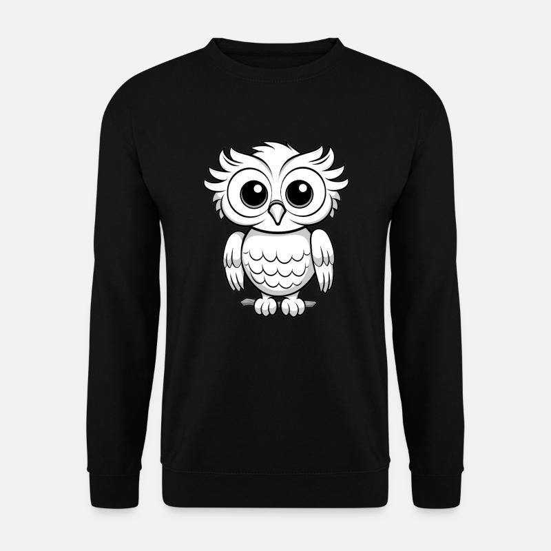 Süße Eule in Line-Art - Unisex Pullover - Schwarz