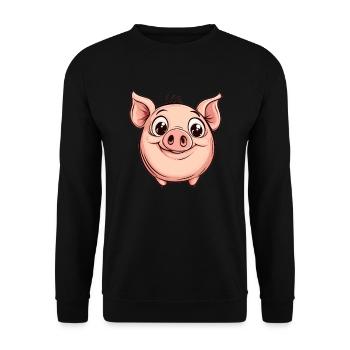 Cochon boulet joyeux - Sweat-shirt Unisexe - noir - Devant - Alina (178cm) & Michal (187cm)