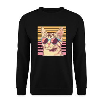 Chat rétro avec lunettes de soleil - Sweat-shirt Unisexe - noir - Devant - Alina (178cm) & Michal (187cm)