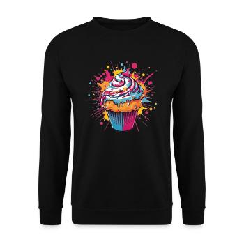 Color Explosion Cupcake - Unisex Sweatshirt - black - Front - Alina (178cm) & Michal (187cm)