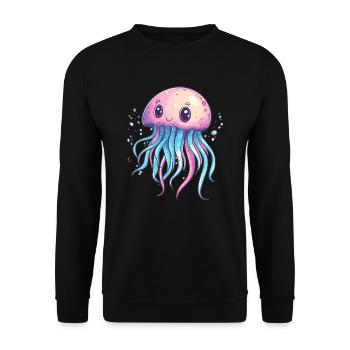 Cute jellyfish with pastel colors - Unisex Sweatshirt - black - Front - Alina (178cm) & Michal (187cm)