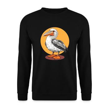 Dessin animé Pélican oiseau - Sweat-shirt Unisexe - noir - Devant - Alina (178cm) & Michal (187cm)