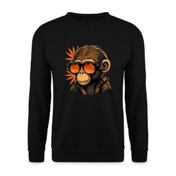 Cooler Affe mit Sonnenbrille - Unisex Pullover - Schwarz - Vorne - Alina (178cm) & Michal (187cm)
