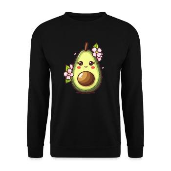 Sweet avocado with flowers - Unisex Sweatshirt - black - Front - Alina (178cm) & Michal (187cm)