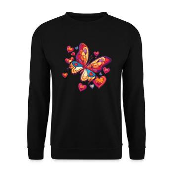 Papillon coloré avec des coeurs - Sweat-shirt Unisexe - noir - Devant - Alina (178cm) & Michal (187cm)