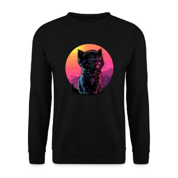 Chat coloré au coucher du soleil - Sweat-shirt Unisexe - noir - Devant - Alina (178cm) & Michal (187cm)
