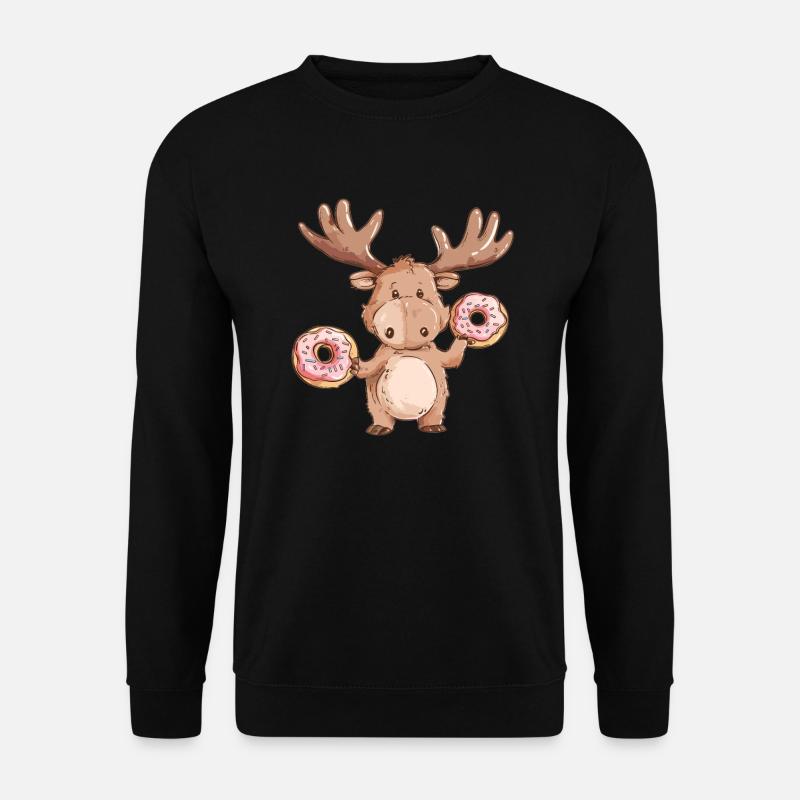 Elch mit Donuts - Unisex Pullover - Schwarz