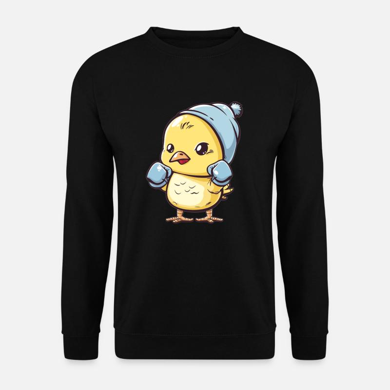 Boxendes Küken mit Mütze - Unisex Pullover - Schwarz