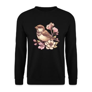 Moineau sur branche de fleur - Sweat-shirt Unisexe - noir - Devant - Alina (178cm) & Michal (187cm)