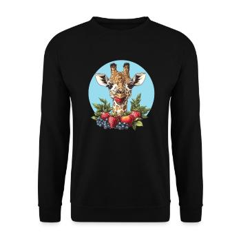 Giraffe loves fruits - Unisex Sweatshirt - black - Front - Alina (178cm) & Michal (187cm)